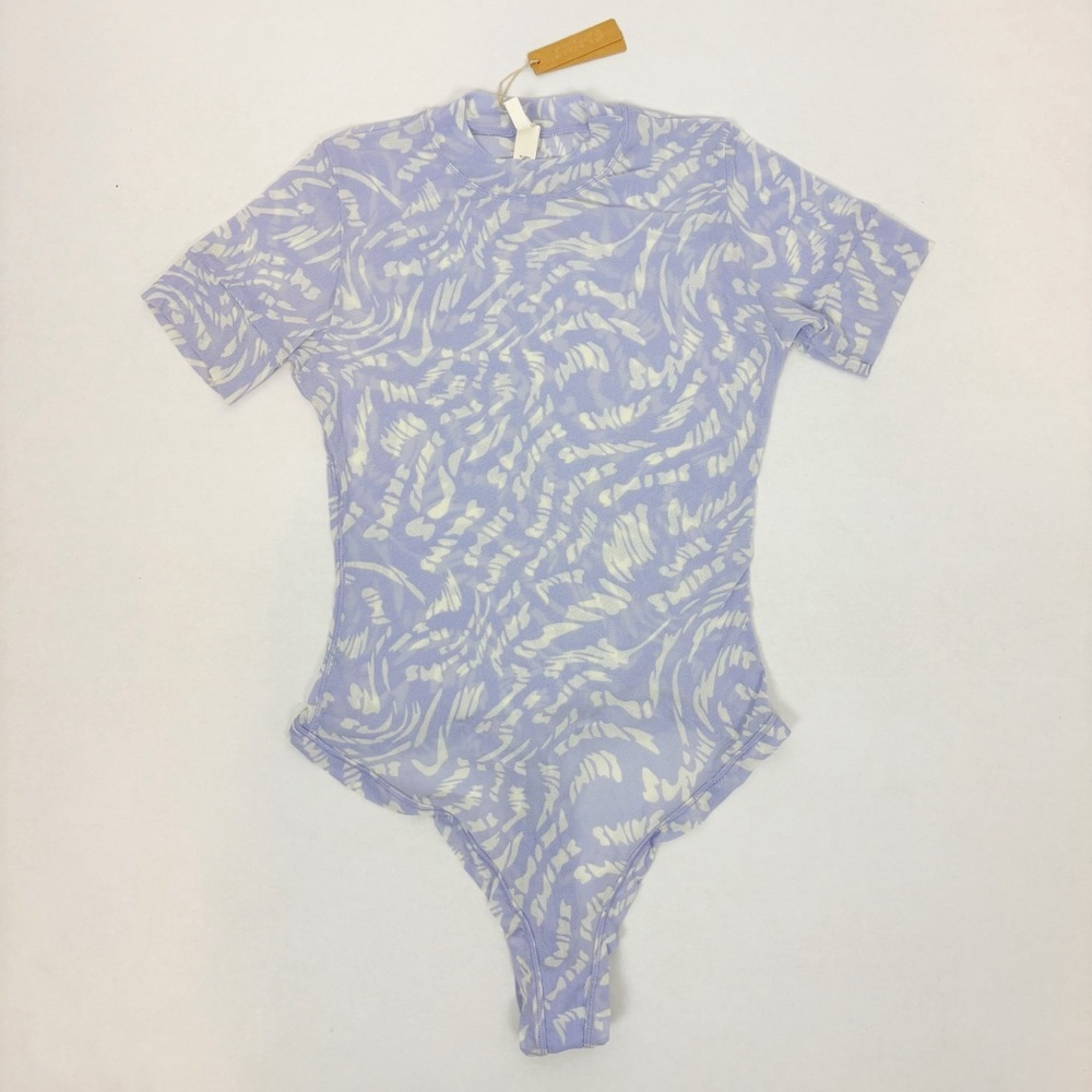 SKIMS Summer Mesh Lilac Swirl T-Shirt Bodysuit Size L